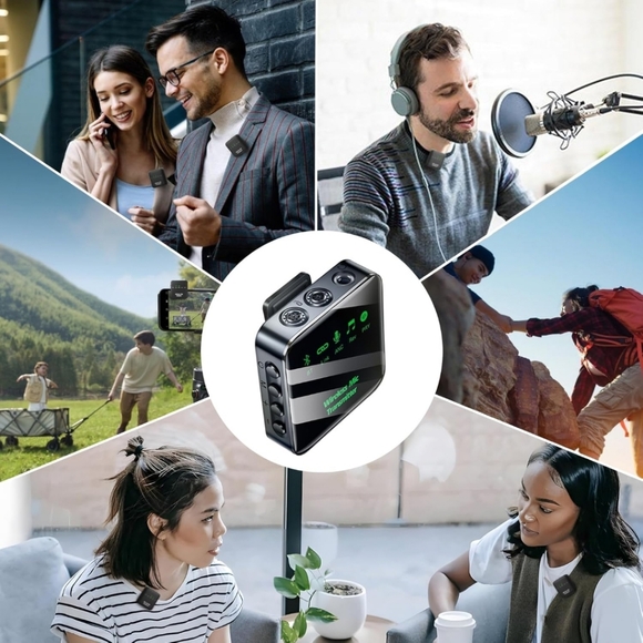 Mic (2 TX + 1 RX), Wireless Lavalier Microphone, 10-Hour Recording - Picture 4 of 7